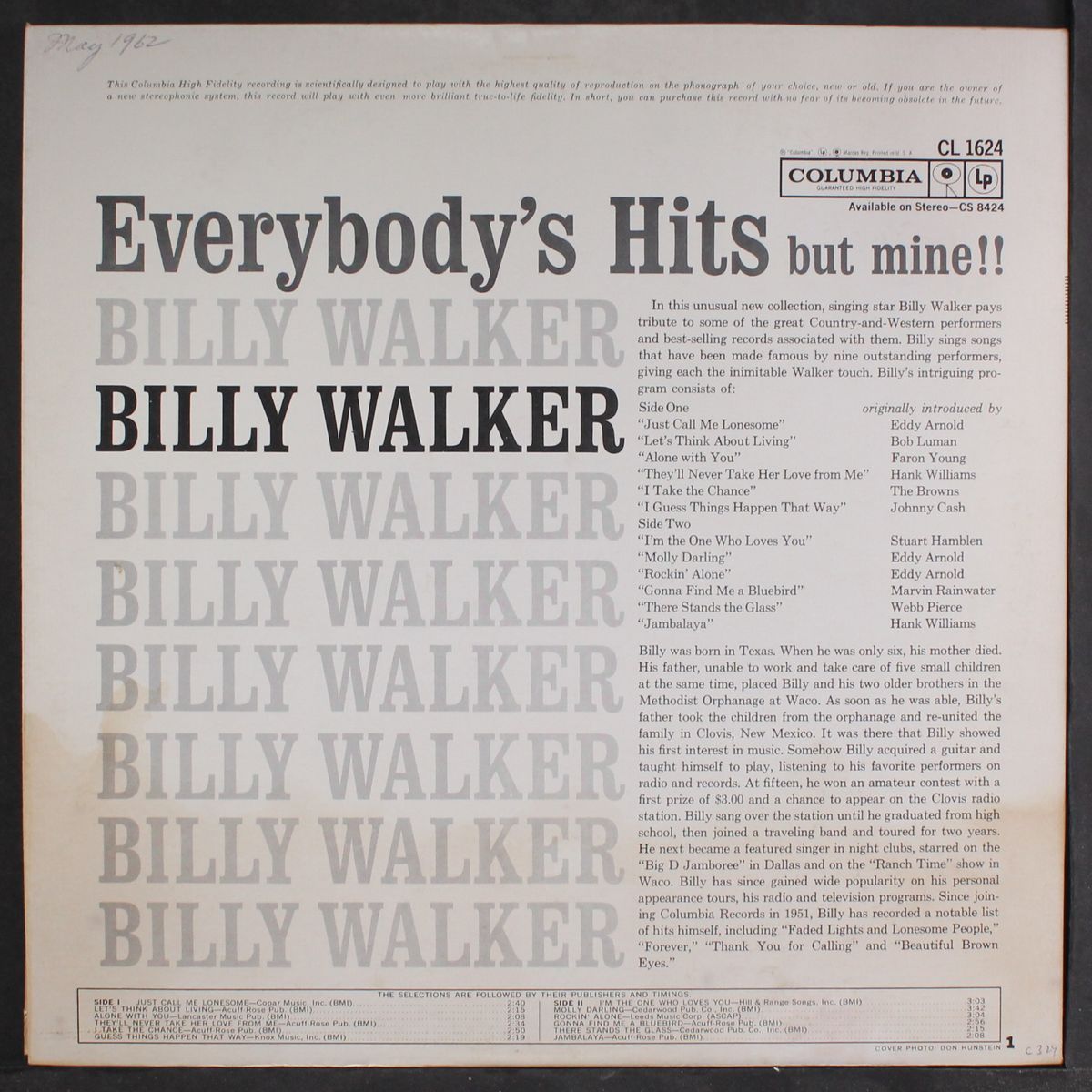 everybody's hits but mine by BILLY WALKER