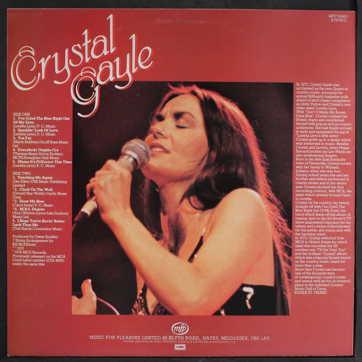 i've cried the blue right out of my eyes by CRYSTAL GAYLE