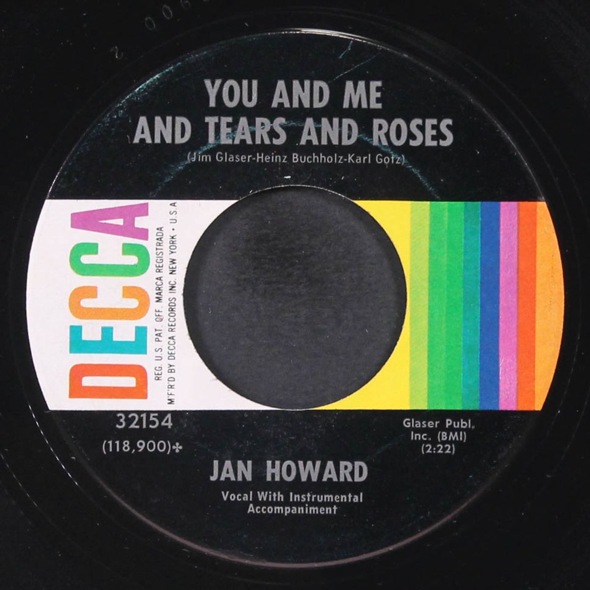 roll over and play dead / you and me and tears and roses by JAN HOWARD