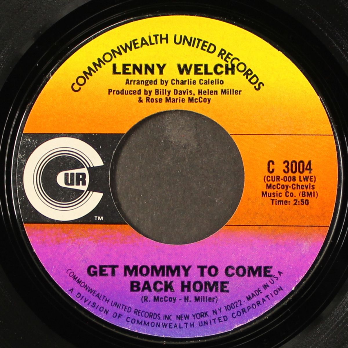 breaking up is hard to do / get mommy to come back home by LENNY WELCH