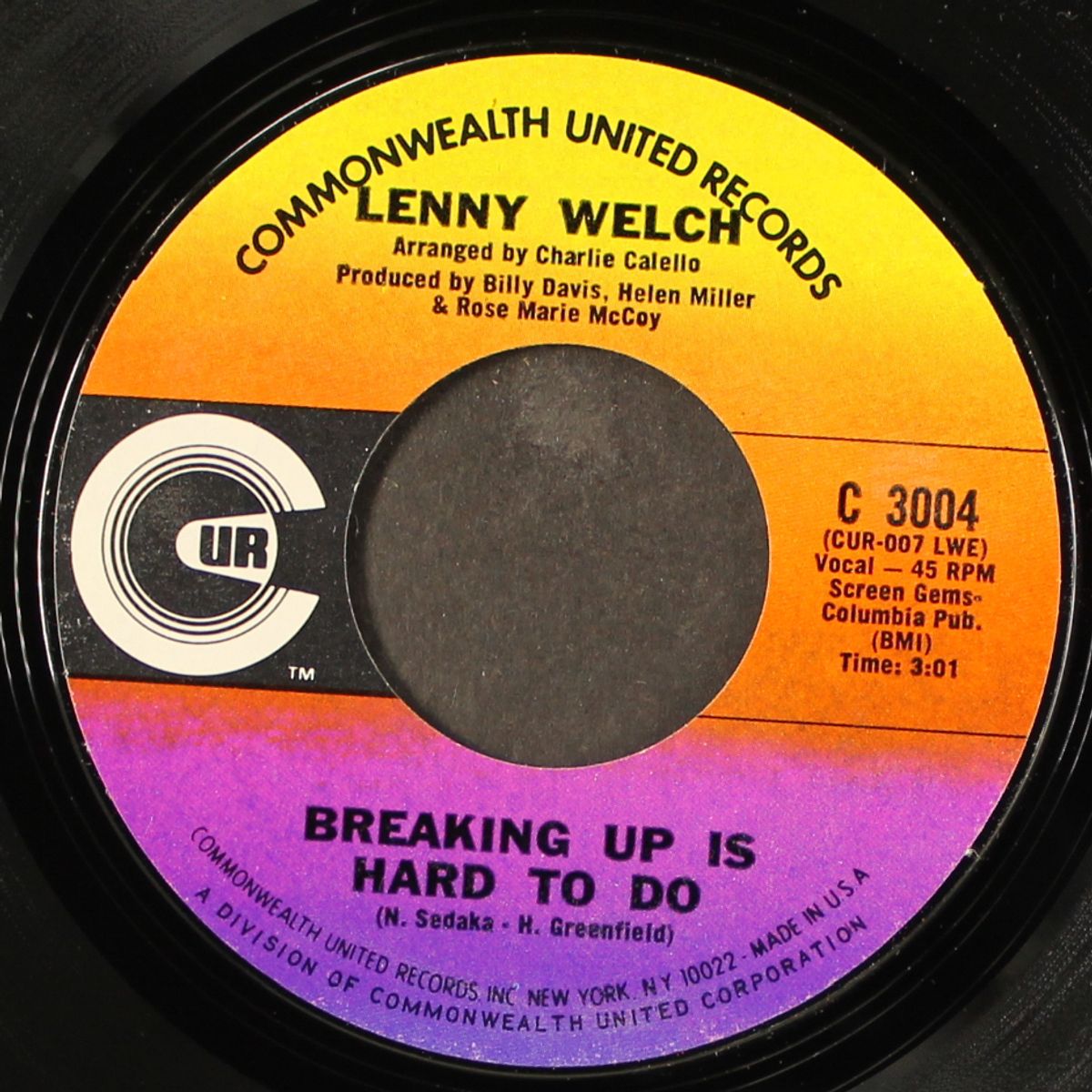 breaking up is hard to do / get mommy to come back home by LENNY WELCH