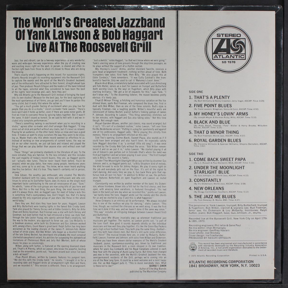 live at the roosevelt grill by YANK LAWSON & BOB HAGGART