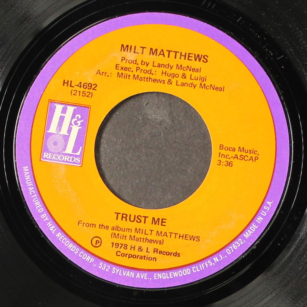 trust me / oh i can't believe you're gone by MILT MATTHEWS