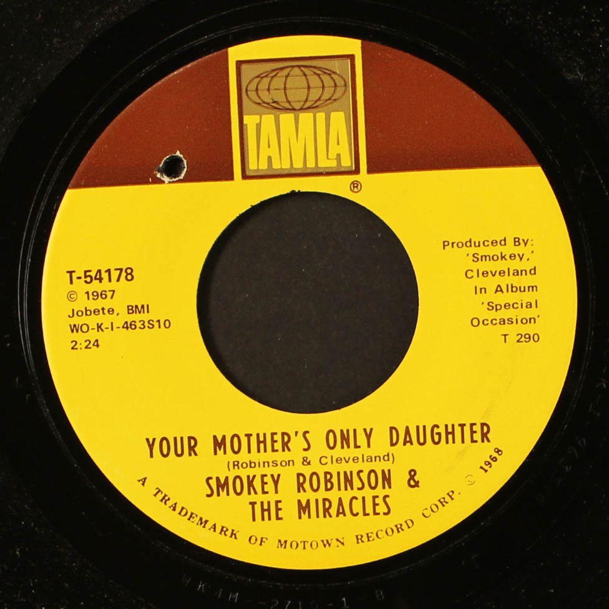 baby, baby don't cry / your mother's only daughter by SMOKEY ROBINSON & MIRACLES