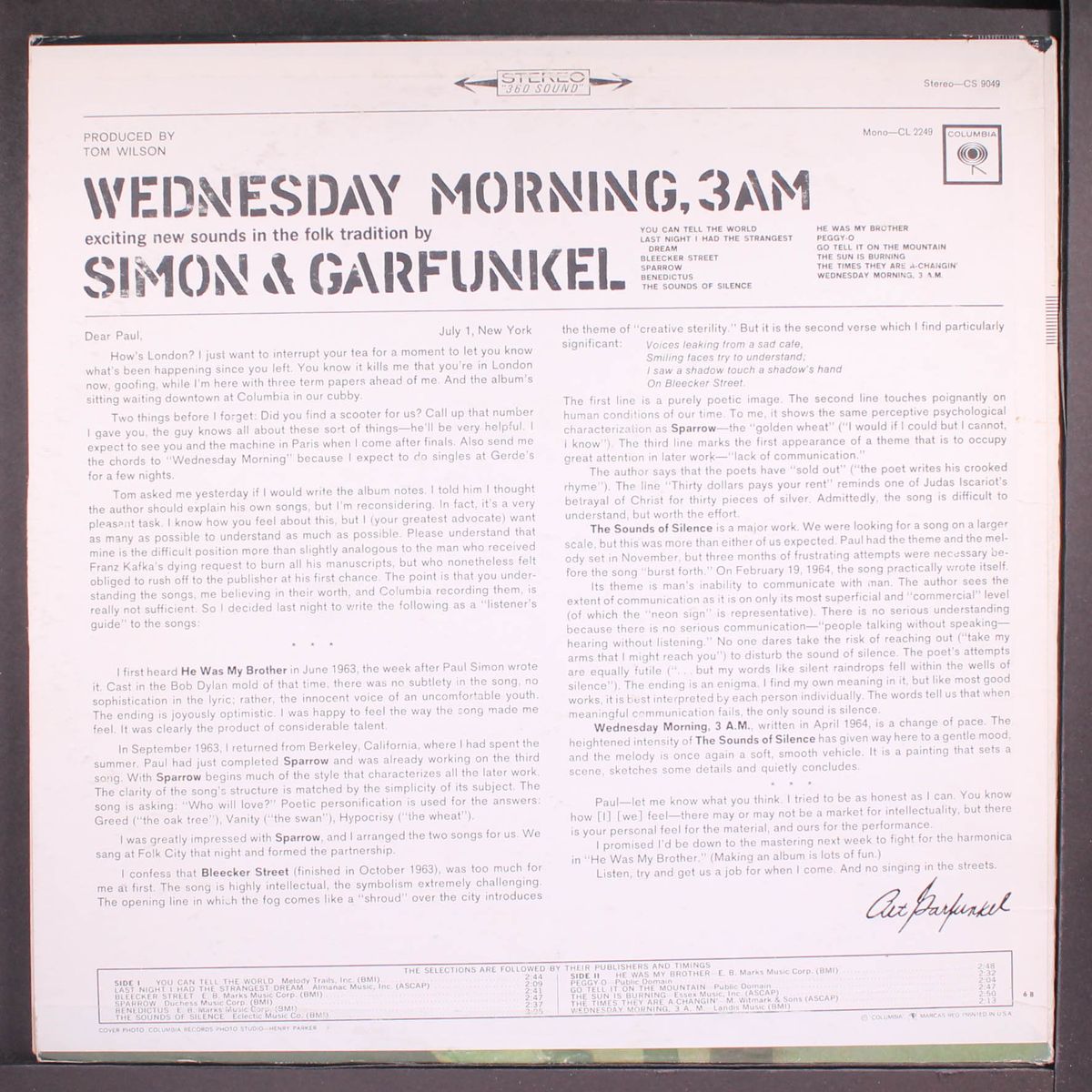 wednesday morning, 3am by SIMON & GARFUNKEL