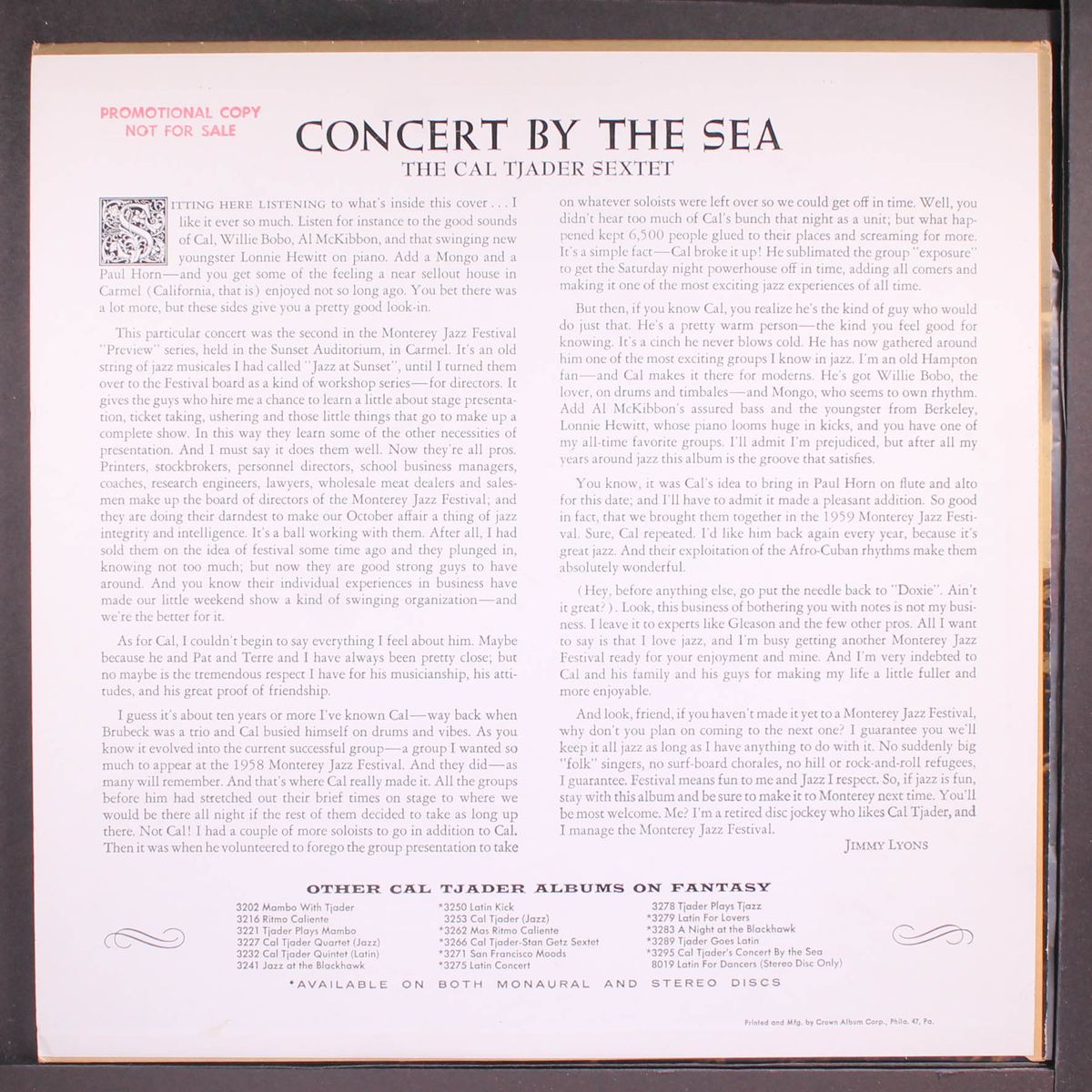 concert by the sea by CAL TJADER