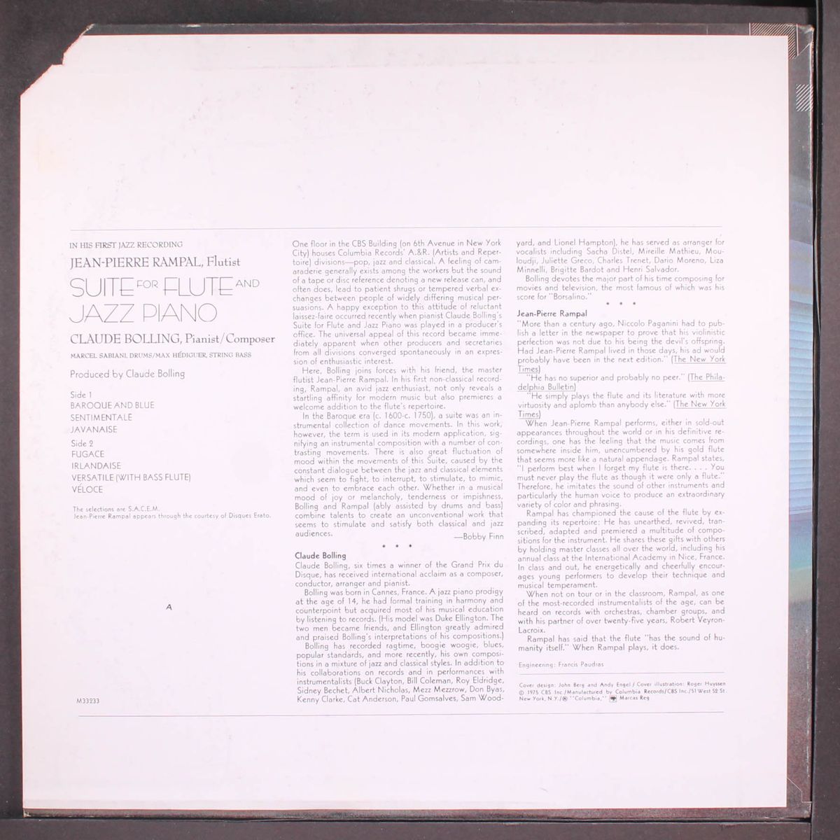 suite for flute & jazz piano by CLAUDE BOLLING & J-P RAMPAL