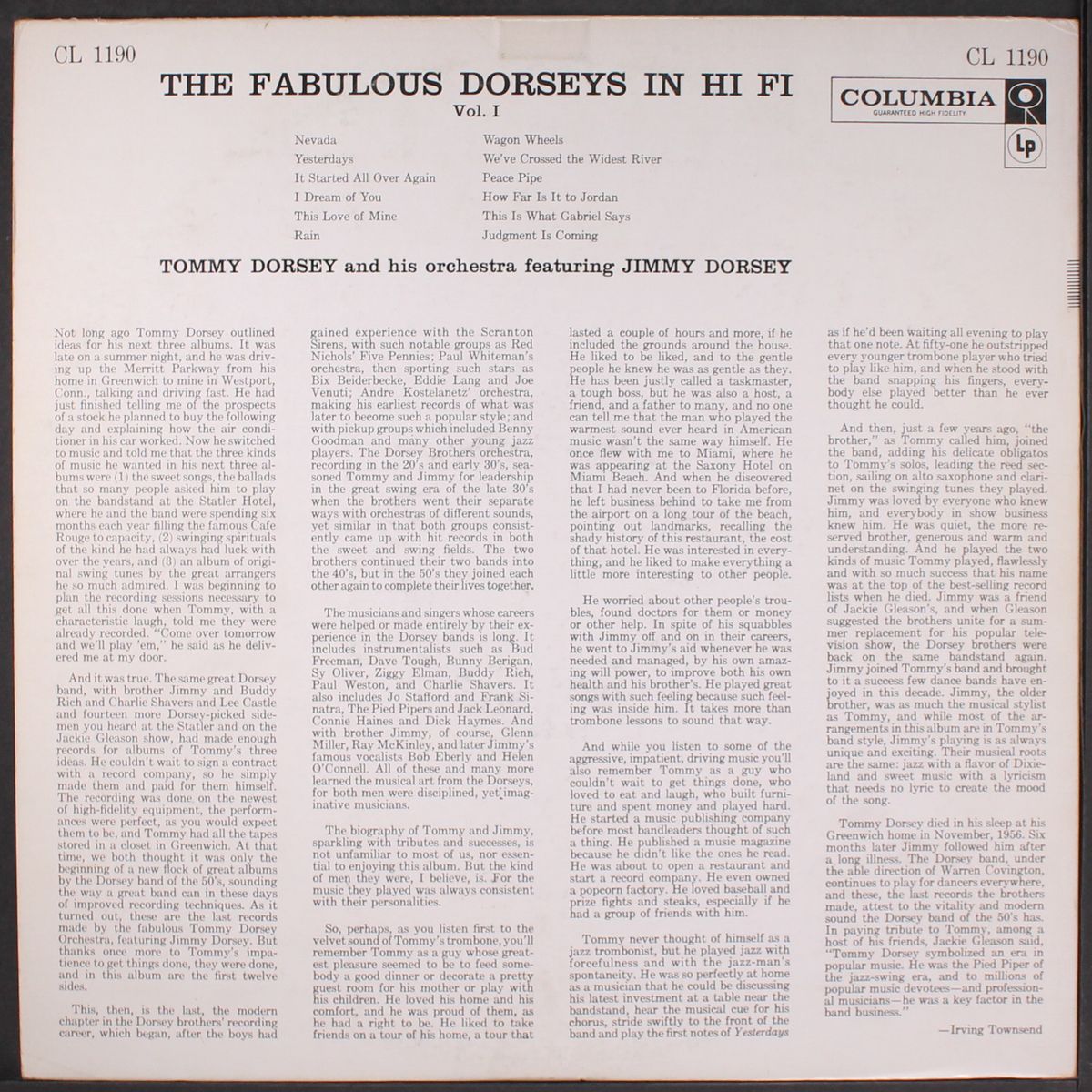 the fabulous dorseys in hifi vol 1 by TOMMY & JIMMY DORSEY