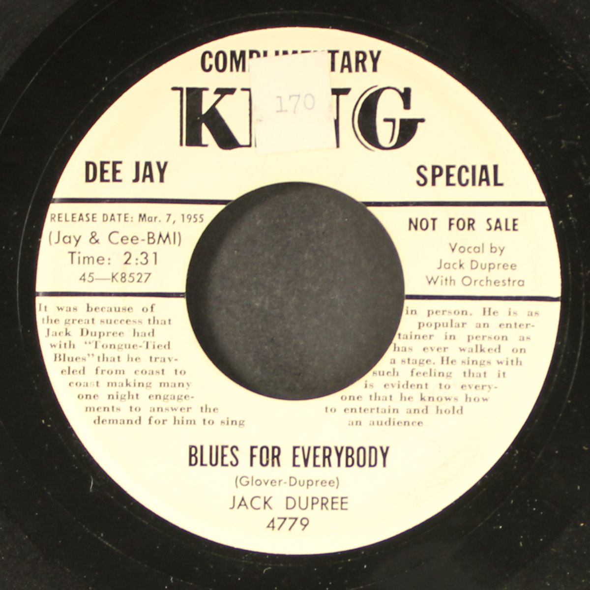 blues for everybody / two below zero by JACK DUPREE