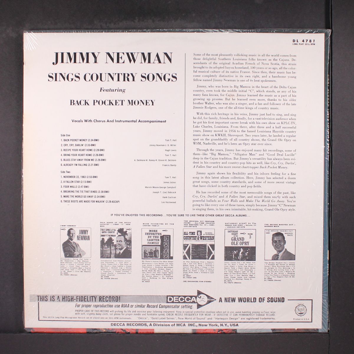 sings country songs by JIMMY NEWMAN