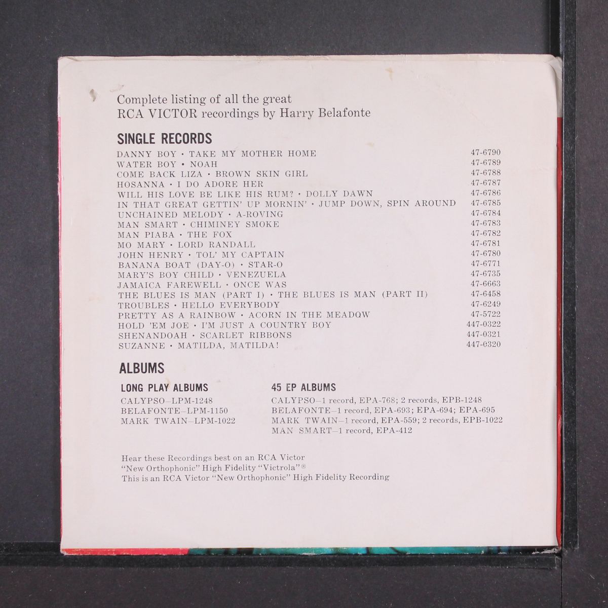 hold 'em joe by HARRY BELAFONTE