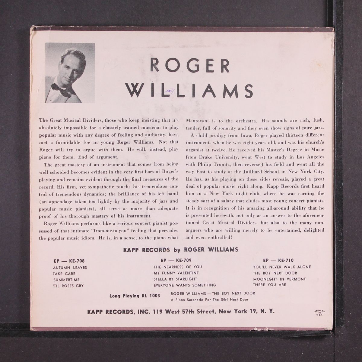 at the piano by ROGER WILLIAMS