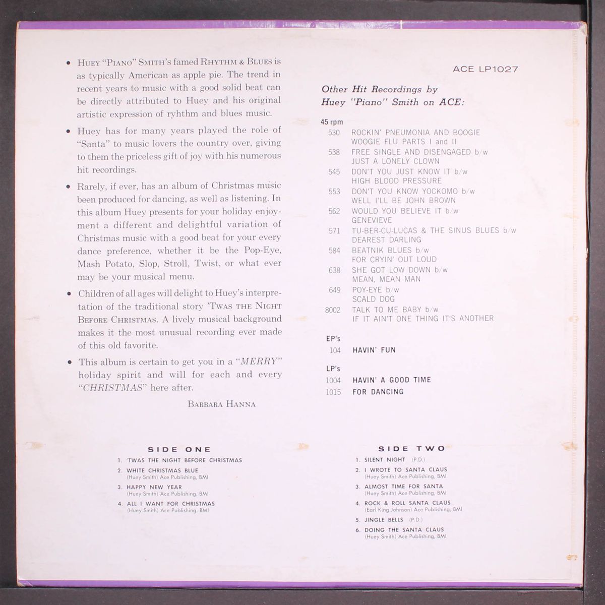 twas the night before christmas by HUEY SMITH