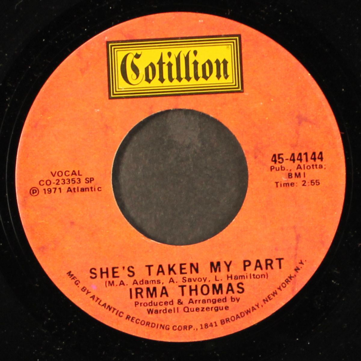 full time woman / she's taken my part by IRMA THOMAS