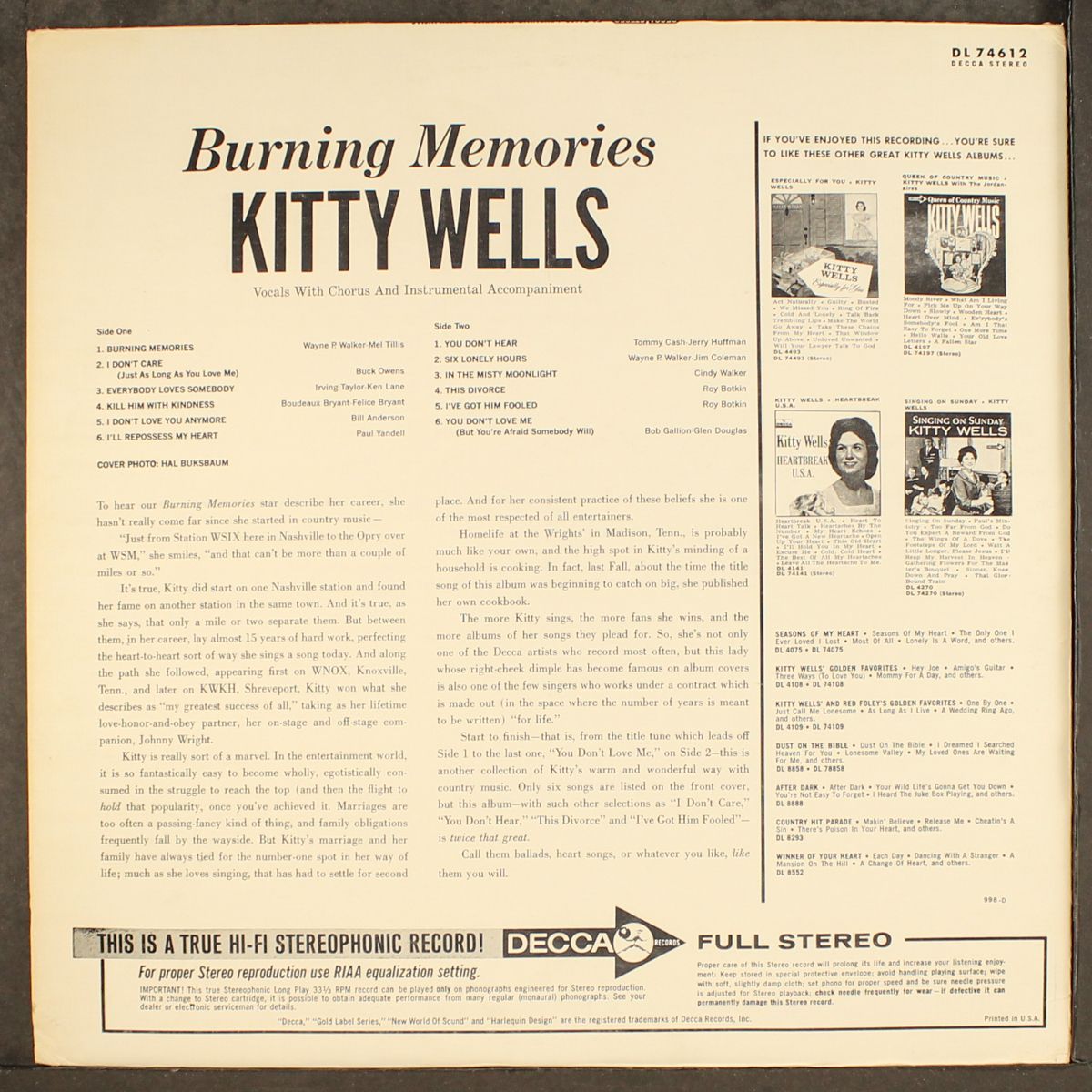 burning memories by KITTY WELLS