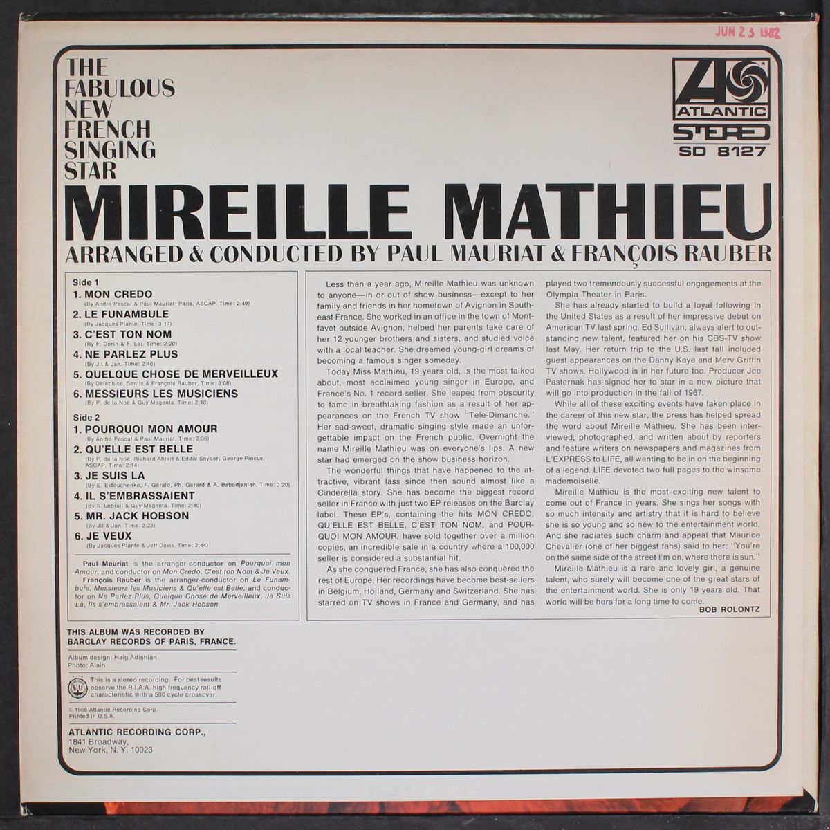 the fabulous new french singing star by MIREILLE MATHIEU