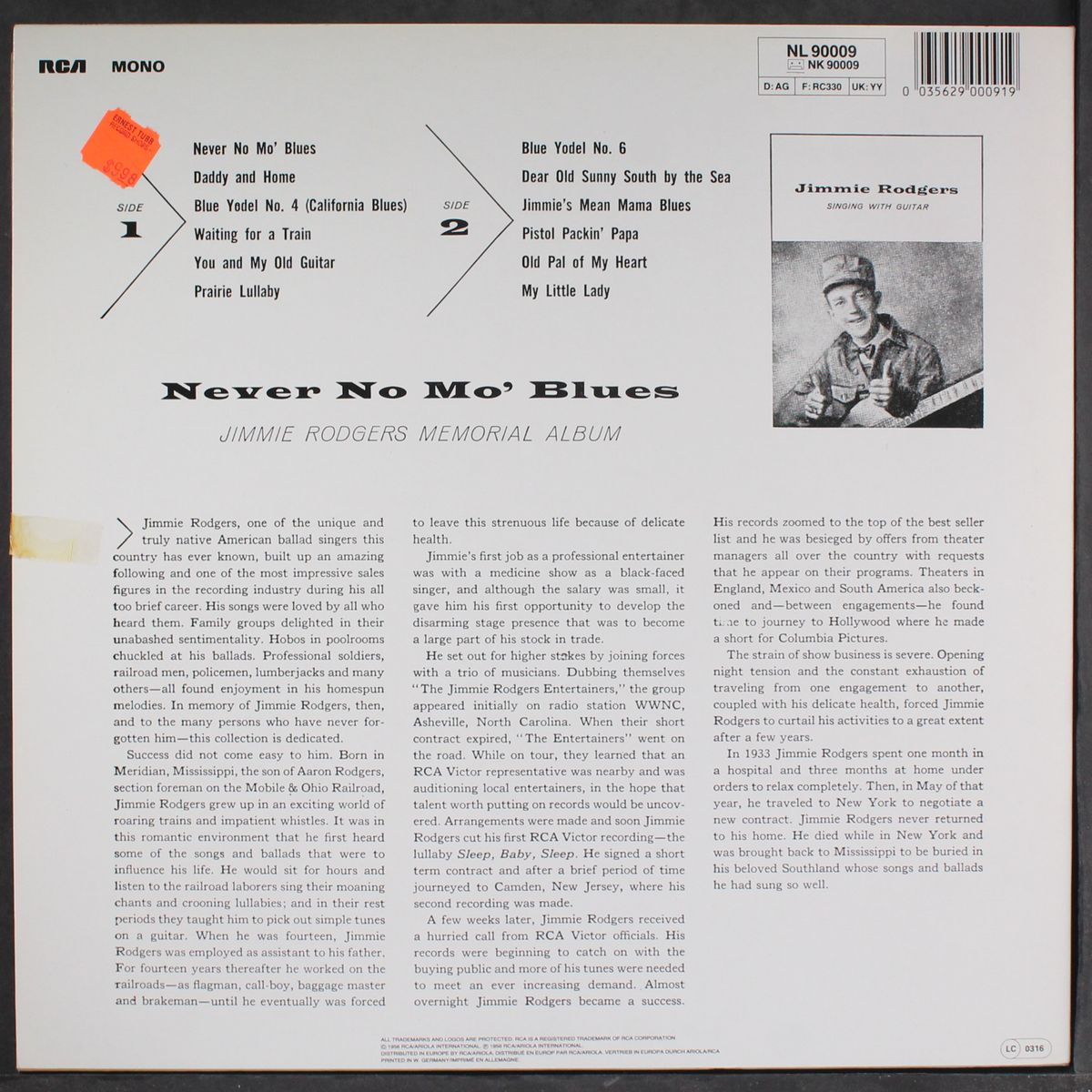 never no mo' blues by JIMMIE RODGERS