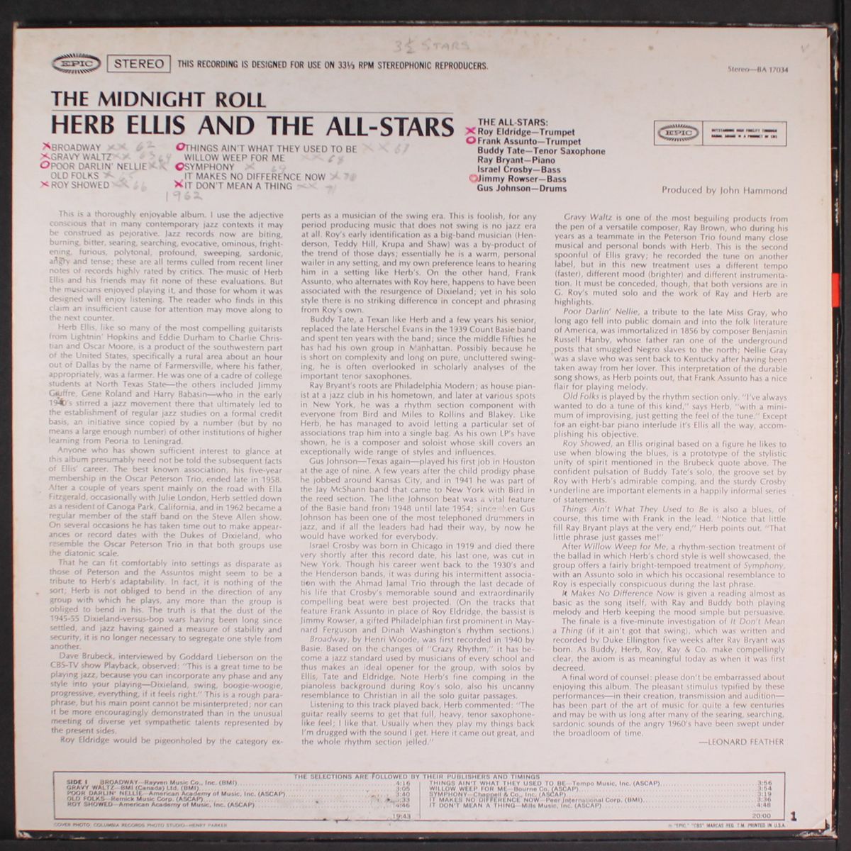 the midnight roll by HERB ELLIS