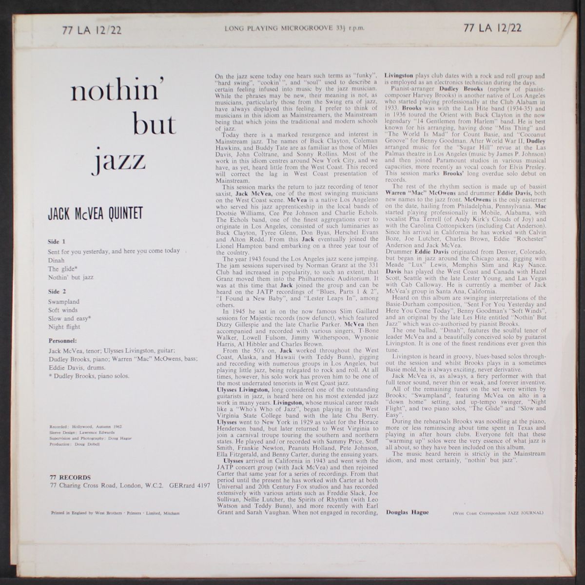 nothin' but jazz by JACK MCVEA