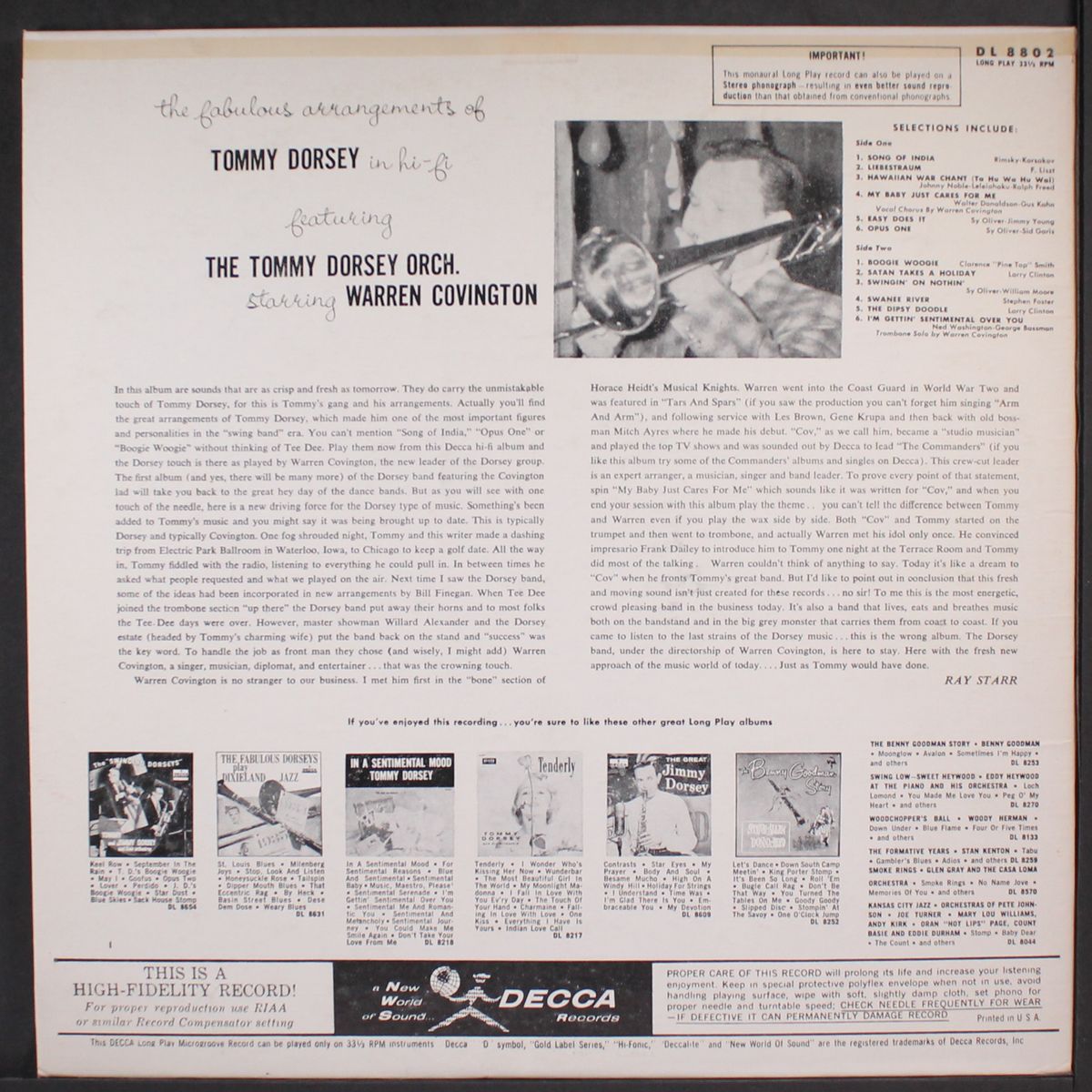the fabulous arrangements of by TOMMY DORSEY