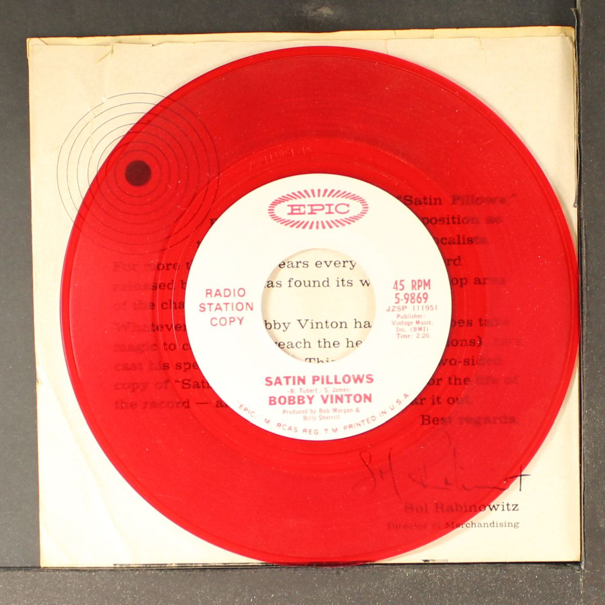 satin pillows by BOBBY VINTON