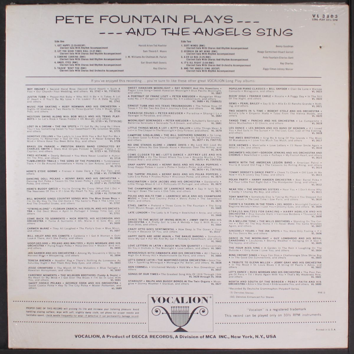 pete fountain plays and the angels sing by PETE FOUNTAIN
