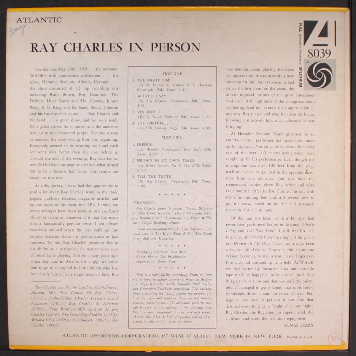 in person by RAY CHARLES