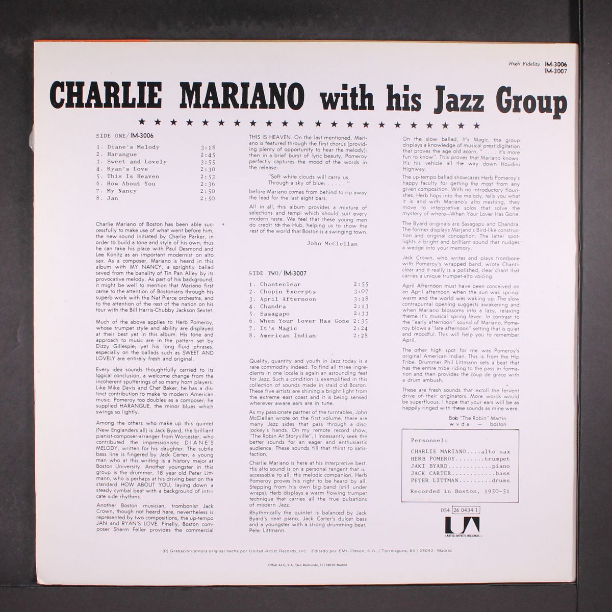with his jazz group by CHARLIE MARIANO