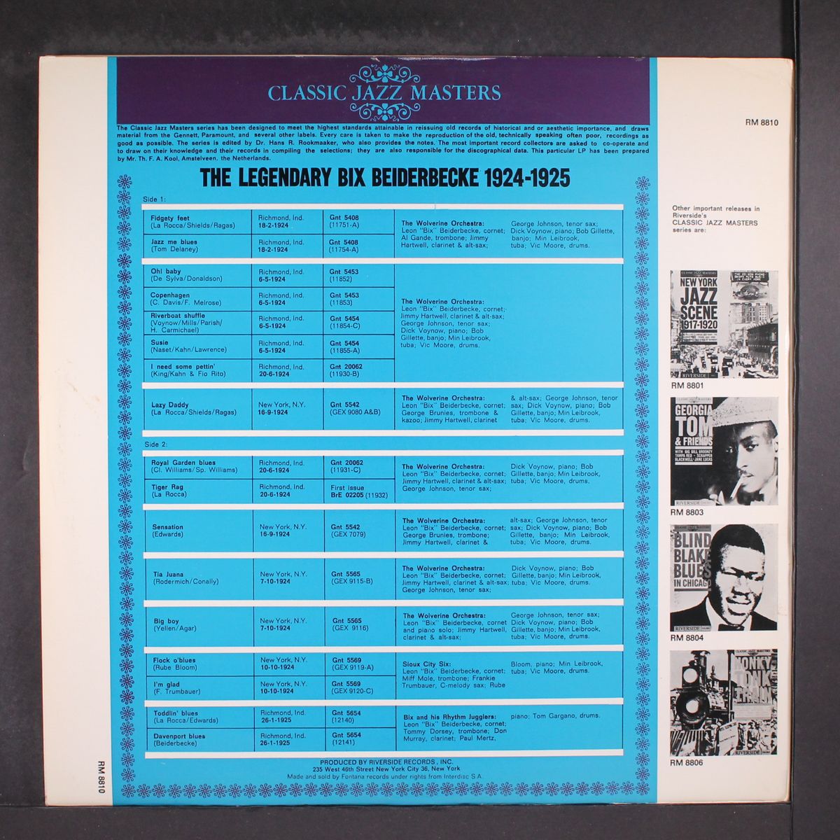the legendary bix beiderbecke 1924-1925 by BIX BEIDERBECKE