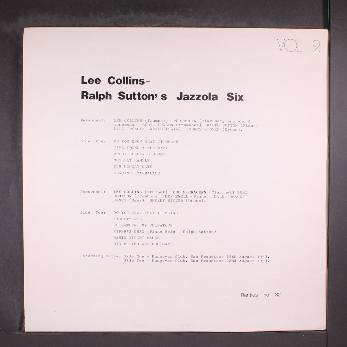 ralph sutton jazzola six - vol. 2 by LEE COLLINS