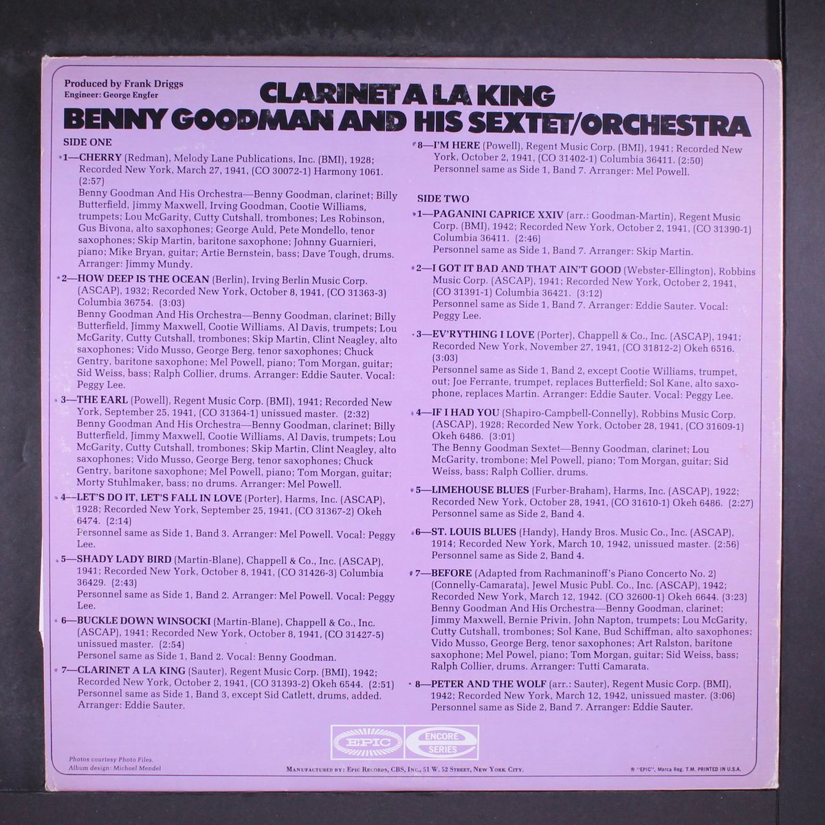clarinet a la king by BENNY GOODMAN