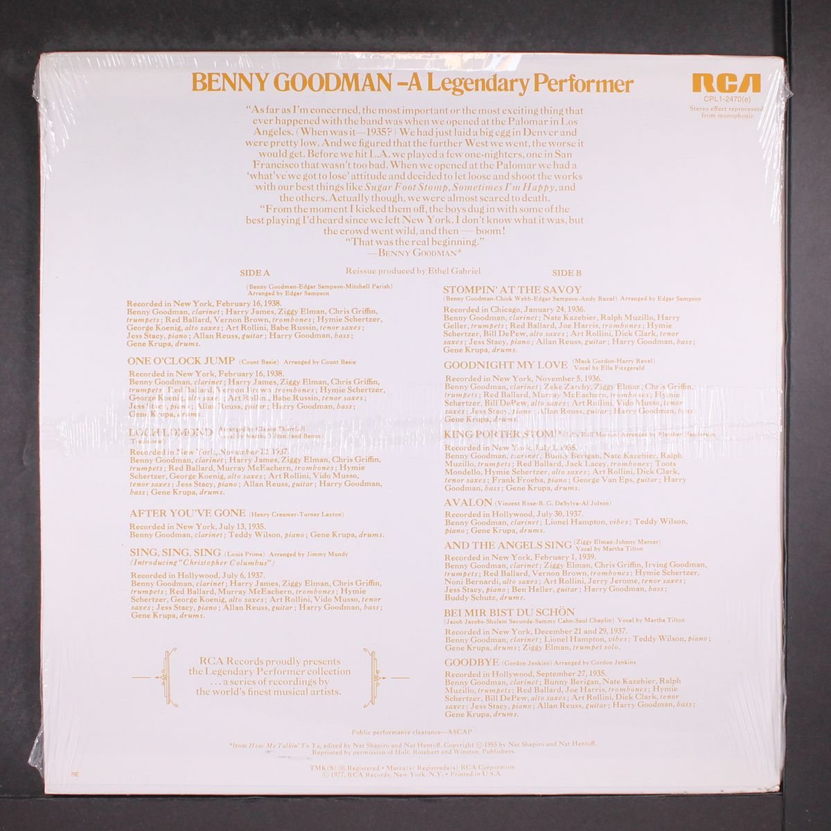 a legendary performer by BENNY GOODMAN