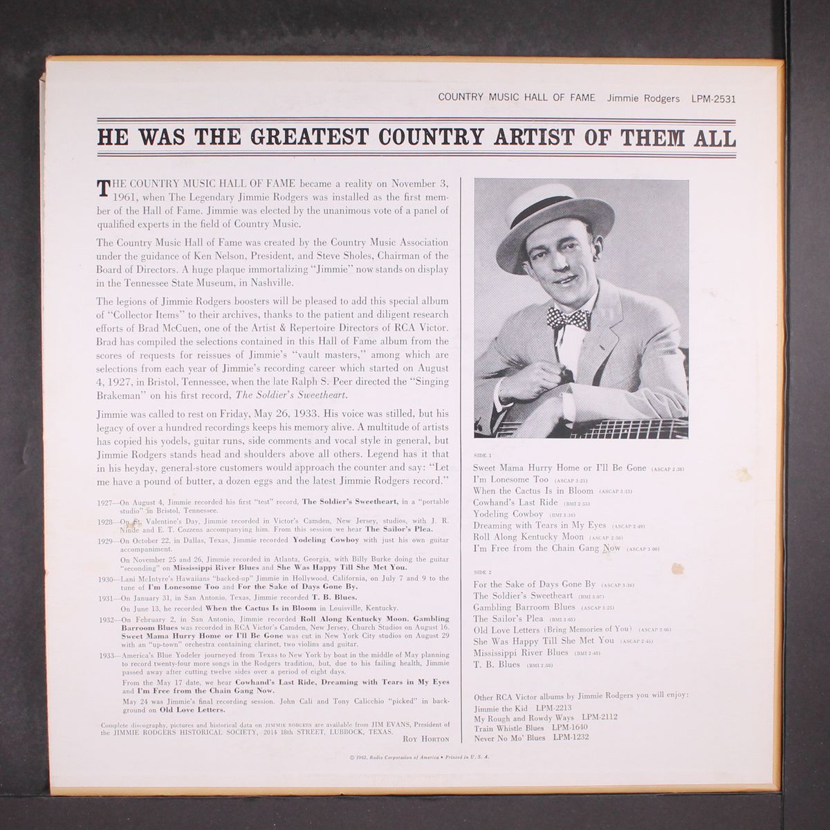 country music hall of fame by JIMMIE RODGERS