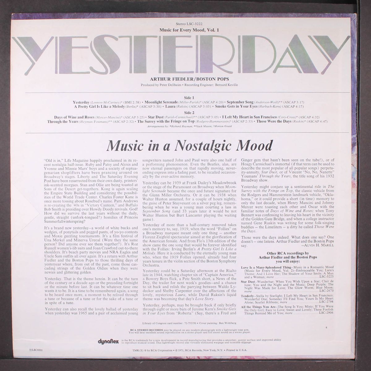 yesterday by ARTHUR FIEDLER & BOSTON POPS