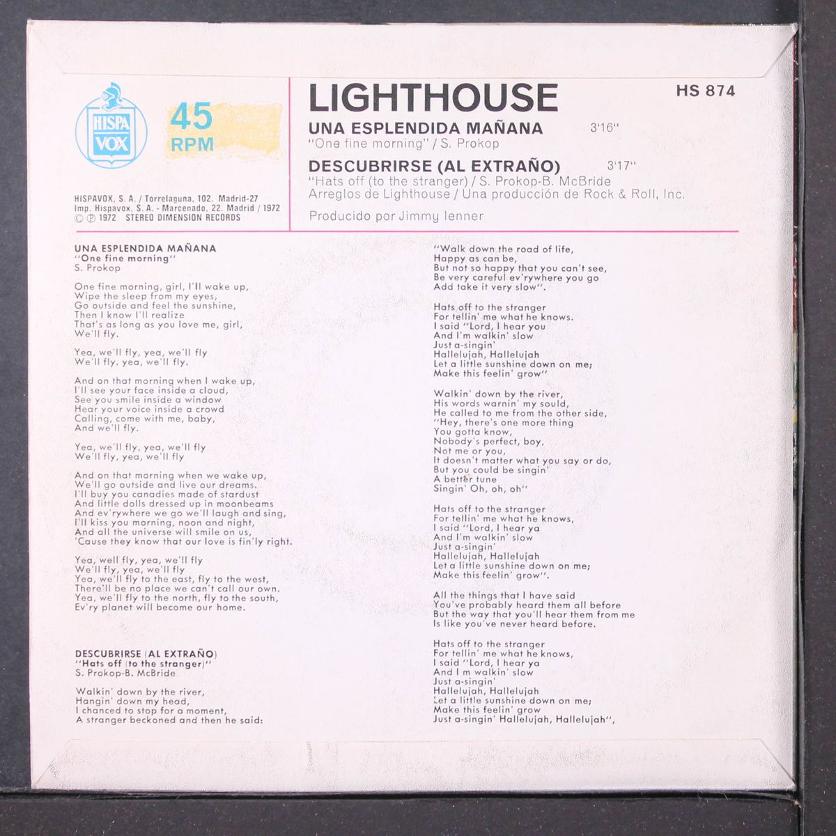 one fine morning / hats off by LIGHTHOUSE