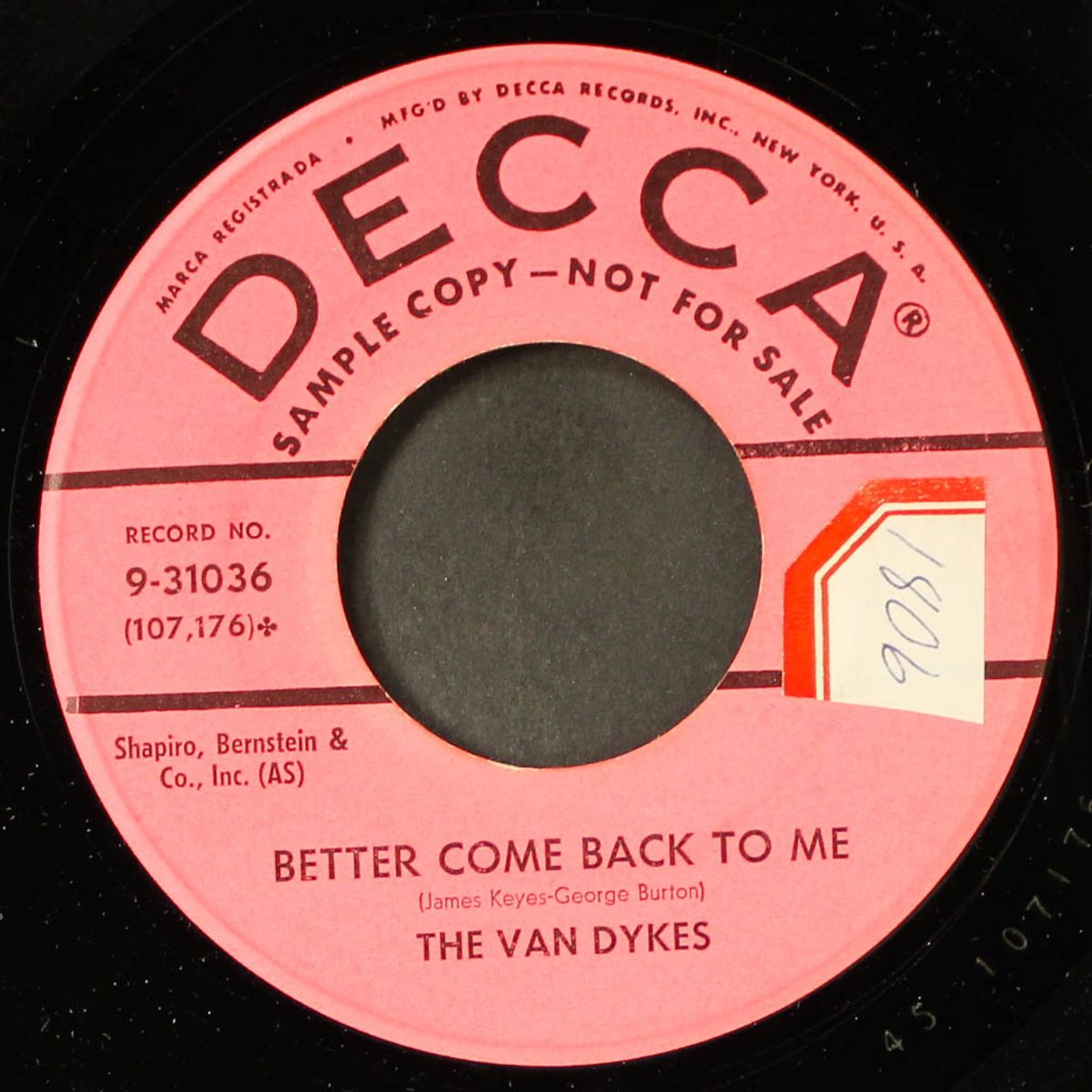i don't know what to do / better come back to me by VAN DYKES