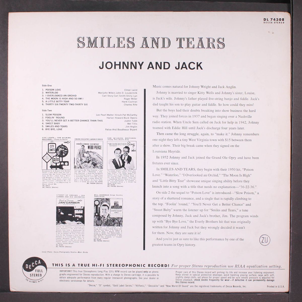 smiles and tears by JOHNNIE & JACK