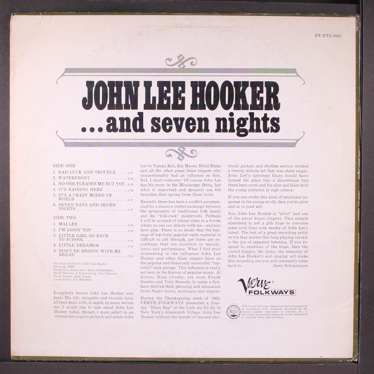 ...and seven nights by JOHN LEE HOOKER