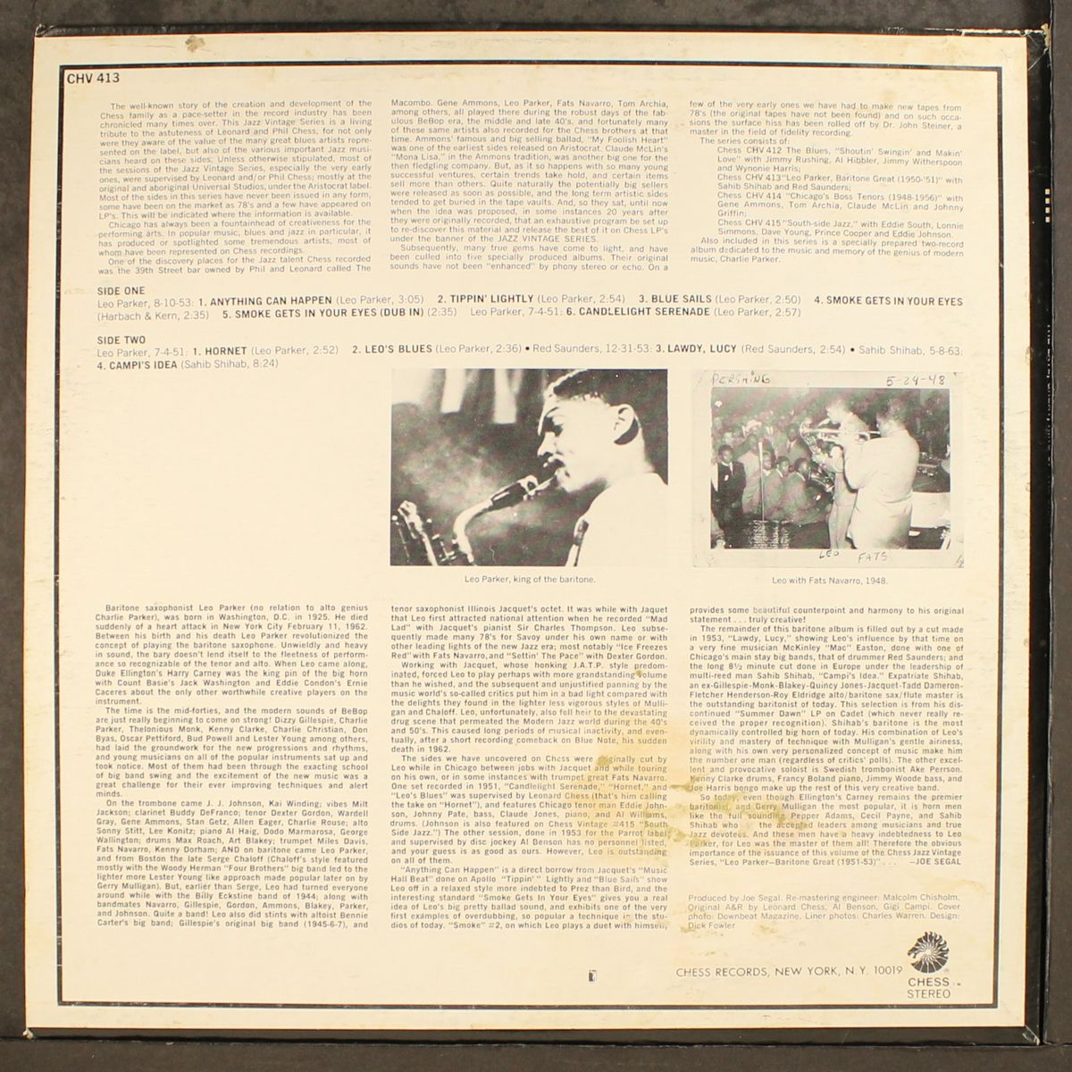 the late great king of the baritone sax by LEO PARKER