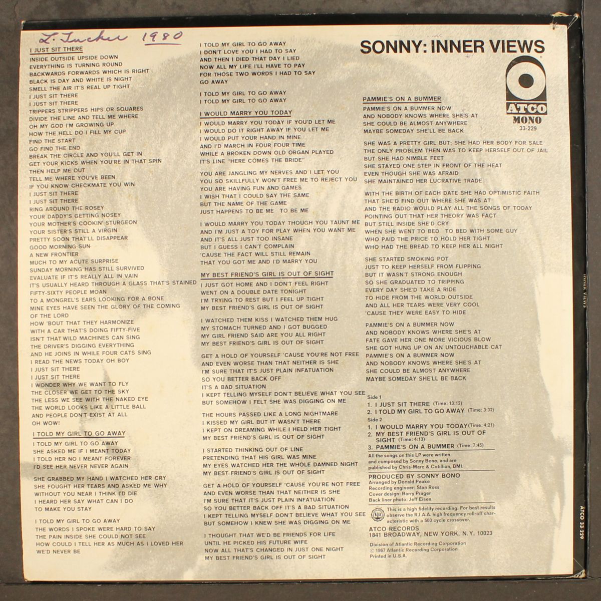inner views by SONNY BONO