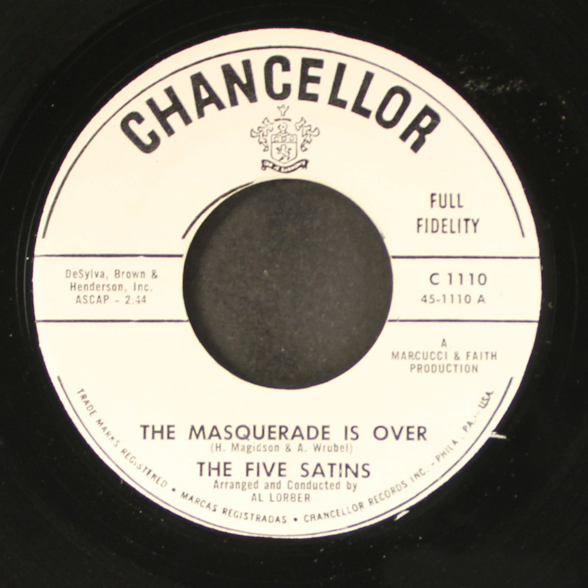the masquerade is over / raining in my heart by FIVE SATINS