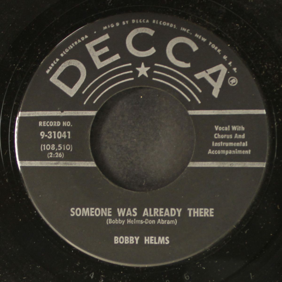 to my sorrow / someone was already there by BOBBY HELMS