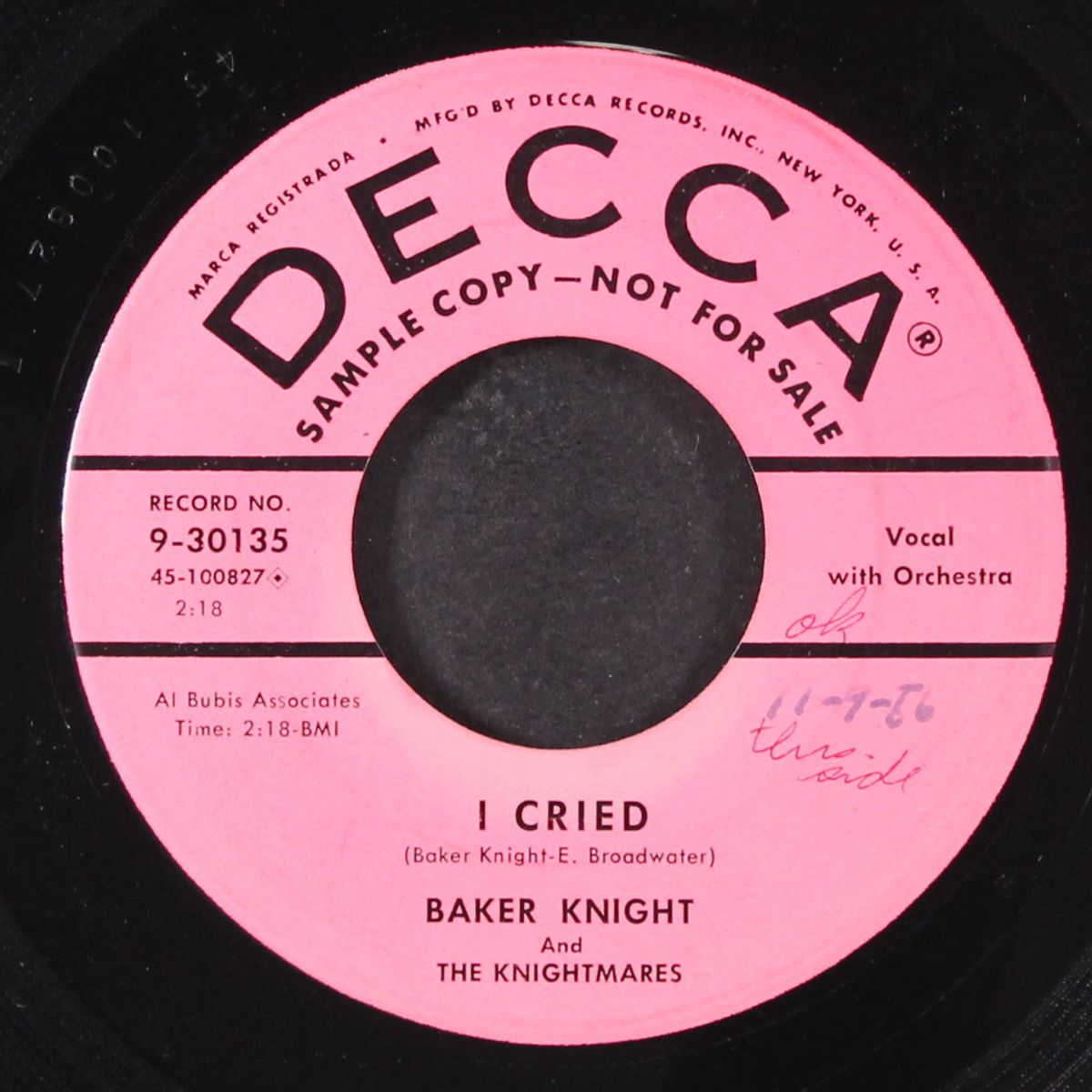 bring my cadillac back / i cried by BAKER KNIGHT