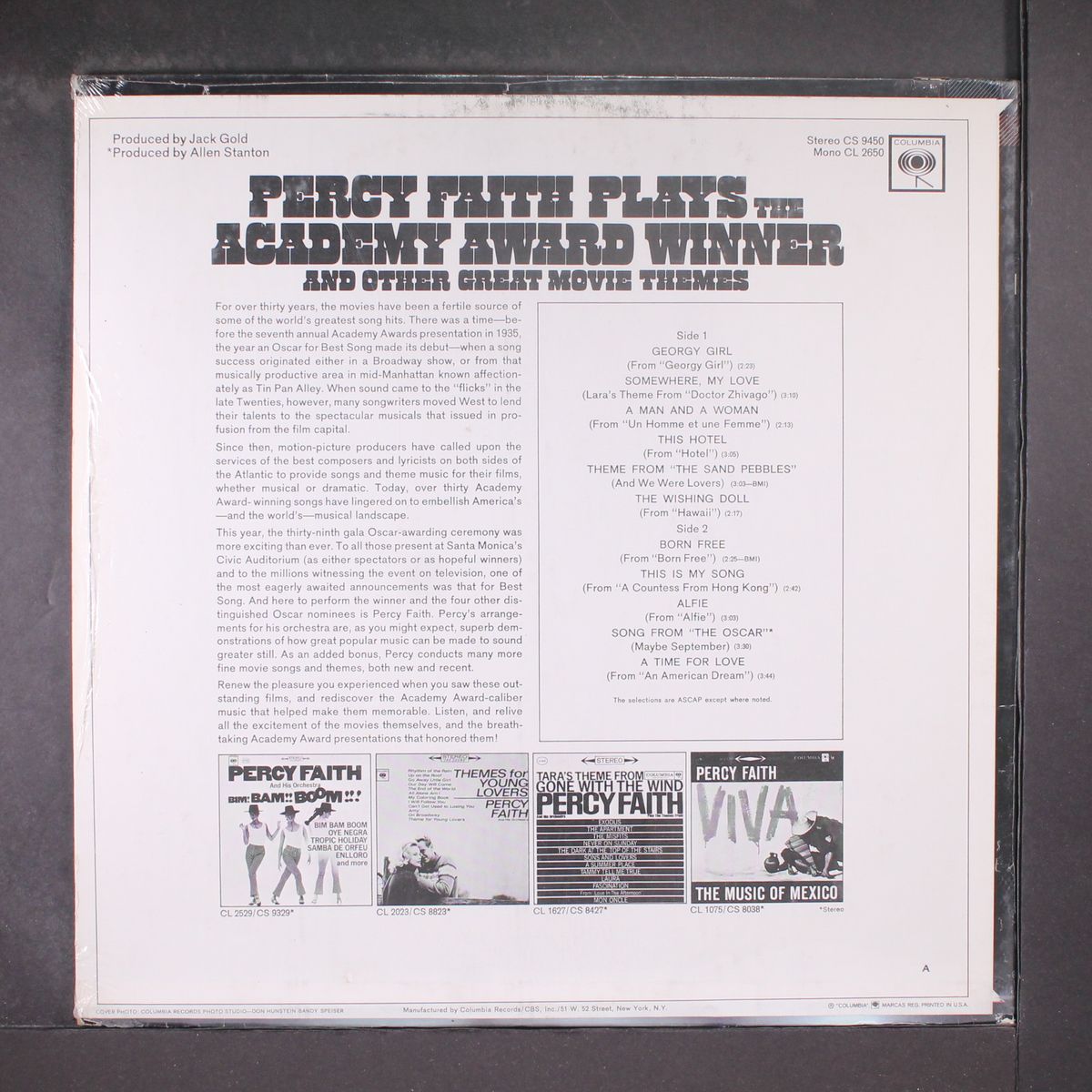 plays the academy award winner by PERCY FAITH