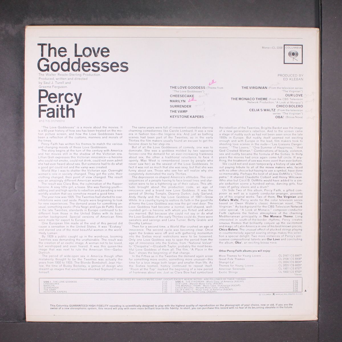 the love goddesses by PERCY FAITH