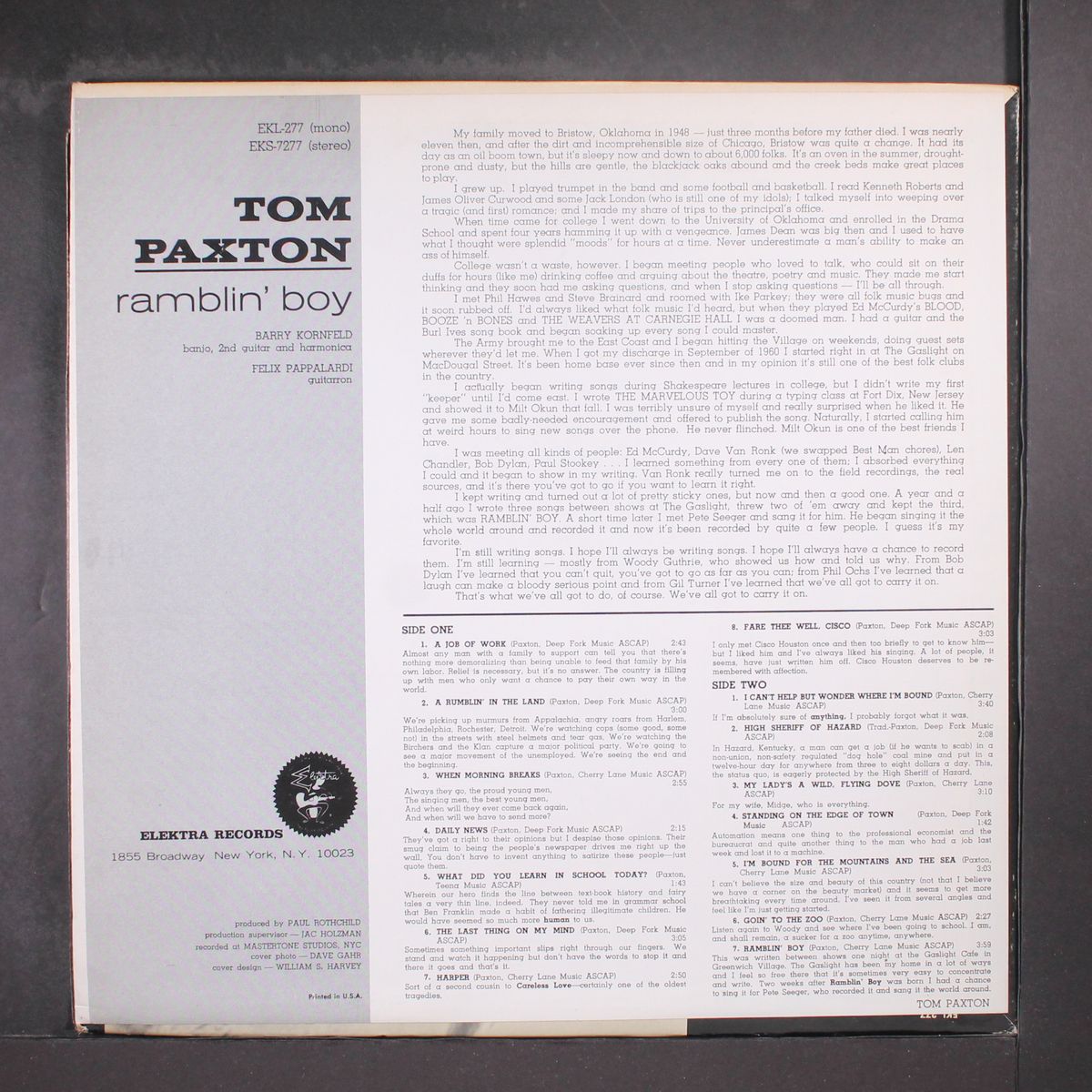 ramblin' boy by TOM PAXTON