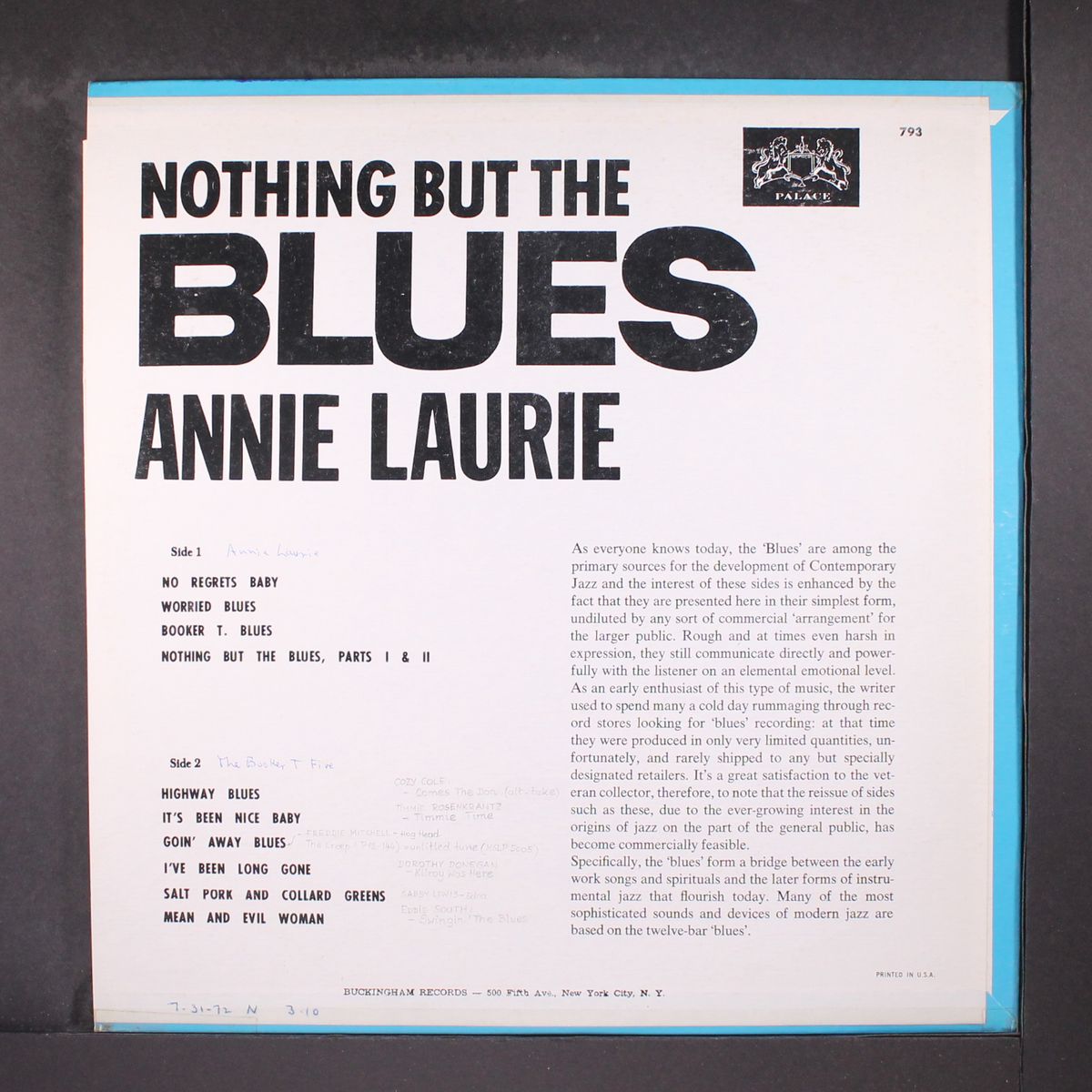 nothing but the blues by ANNIE LAURIE