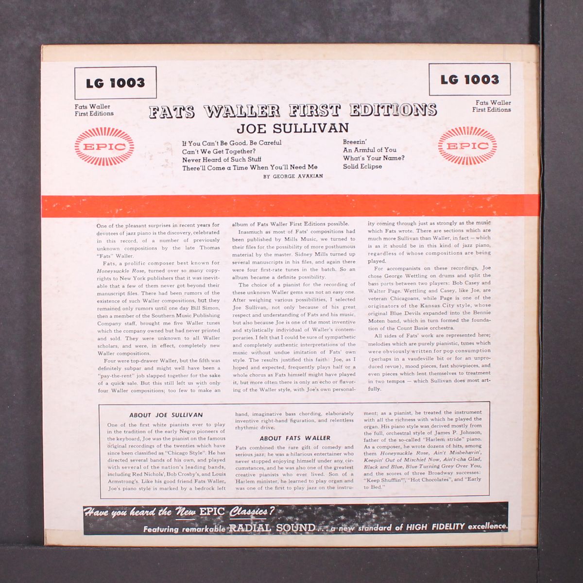 fats waller first editions by JOE SULLIVAN
