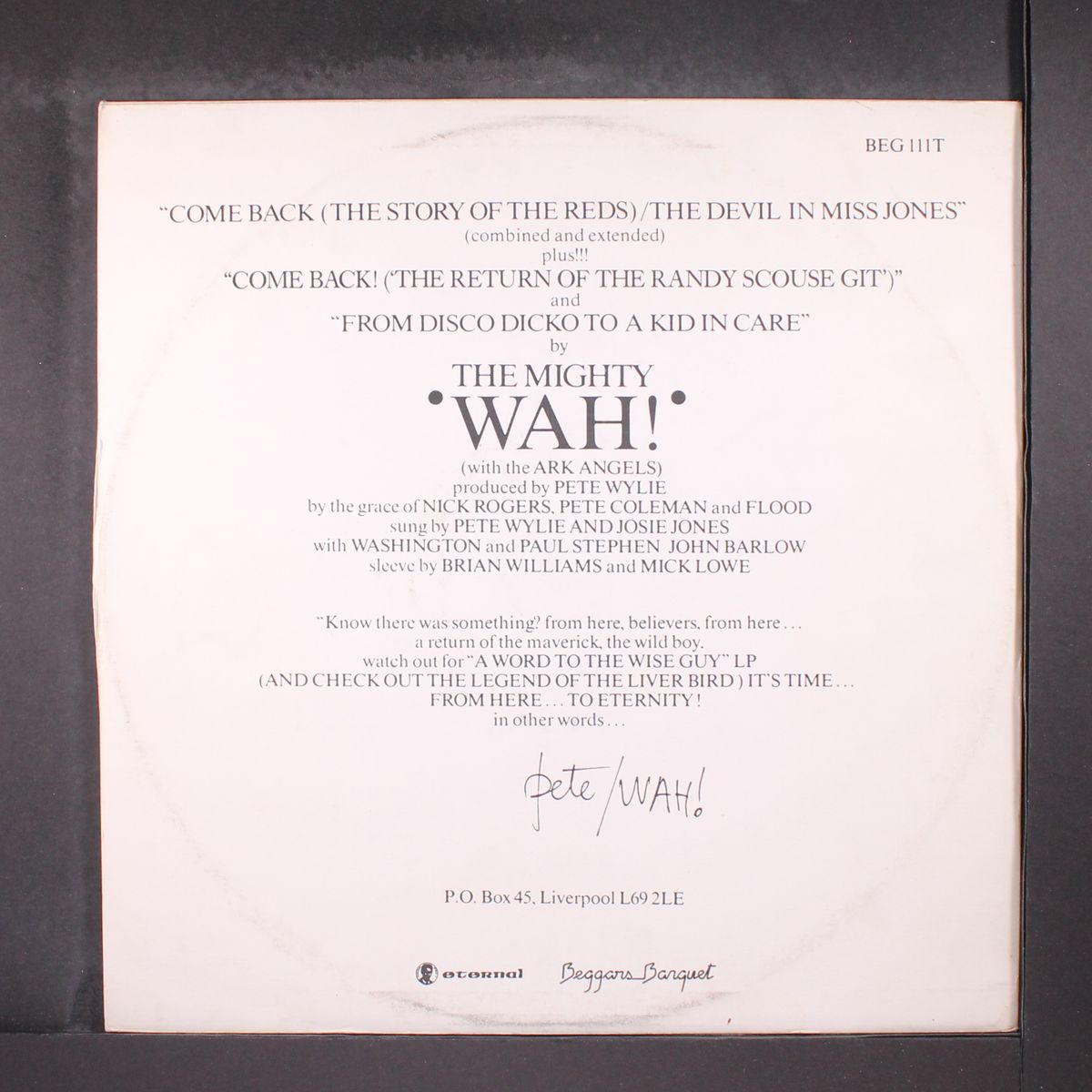 come back by MIGHTY WAH!