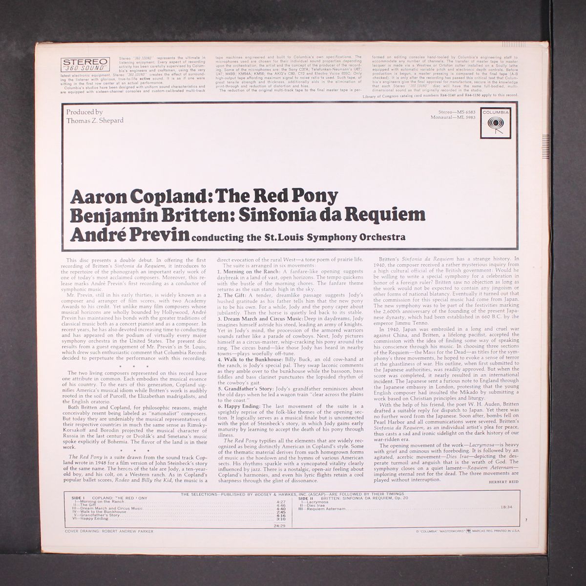 copland: the red pony, britten: sinfonia da requiem by ANDRE PREVIN